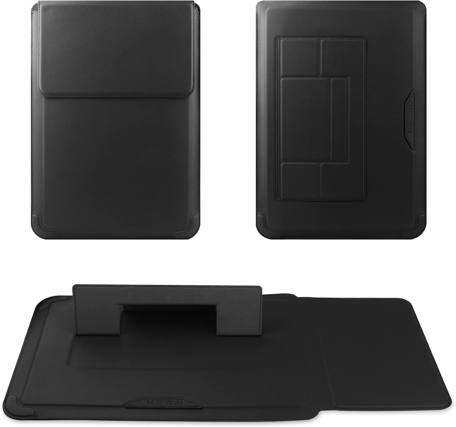 14 Inch Laptop Sleeve Case Leather Bag with Stand Compatible with Mac Pro 14 2021/ASUS Vivobook 14/HP Pavilion X360/Ideapad 14/Dell HP ASUS Acer Huawei Matebook 14'' PC, Black