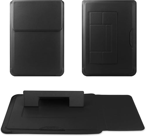 14 Inch Laptop Sleeve Case Leather Bag with Stand Compatible with Mac Pro 14 2021/ASUS Vivobook 14/HP Pavilion X360/Ideapad 14/Dell HP ASUS Acer Huawei Matebook 14'' PC, Black