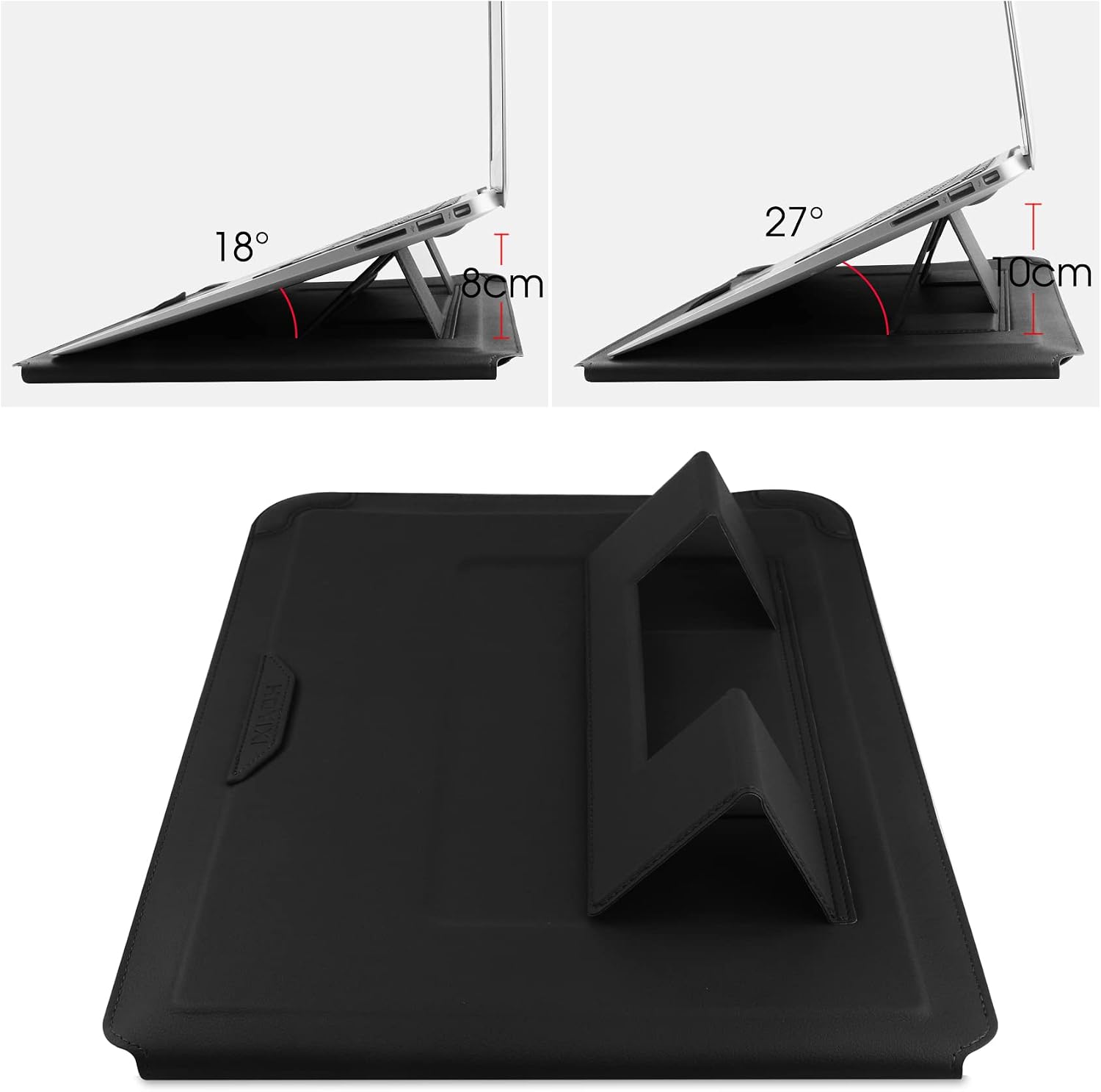 14 Inch Laptop Sleeve Case Leather Bag with Stand Compatible with Mac Pro 14 2021/ASUS Vivobook 14/HP Pavilion X360/Ideapad 14/Dell HP ASUS Acer Huawei Matebook 14'' PC, Black